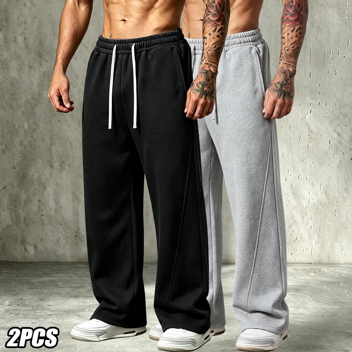 JOGWAVE Men's Fleece-Lined Loose-Fit Cotton Casual Athletic Trousers, Drawstring Machine Washable Men's Pants for Autumn-Winter Jogging, Streetwear