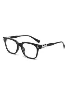 Vintage Cross Design Glasses Frame, Unisex Casual Style, PC Material, All Seasons Wear, Ideal for Work & Daily Use, Student Friendly, Square Frame Glasses