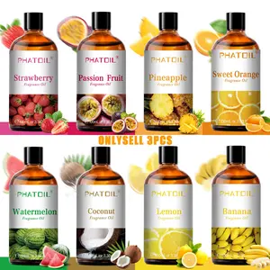 100ML Fruity Essential Oil for Diffusers & Humidifiers-3 Packs, Lemon Apple Strawberry Scented Aromatherapy Oil for DIY Candles & Perfume Making, Long Lasting, Calming Home Fragrance