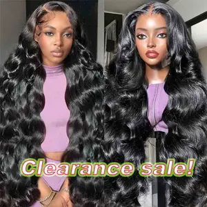 Outlets Deals 13x6 Lace Front Body Wave Wig 200% Density Human Hair Wigs For Women HD Transprent 13x4 Lace Front Wigs Human Hair 18-32 Inches Natural Black Pre-Plucked Hairline Wigs On Clearance Sale