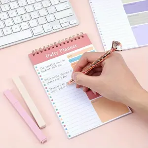 5 Pcs/Set - Daily To Do List Notepad - 5 x 8 Portable Spiral Bound Planner - 30 Laminated Sheets for Work, School, Fitness & Academic Goals - Inspirational Task Organizer Notebook - Perfect Back To School Supplies