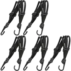5pcs Universal Motorcycle Helmet Lanyard, Adjustable Elastic Rope with Dual Hooks, Four-Strand Split Binding Strap