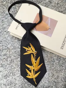 Original Bamboo Knot Embroidered Tie, Adjustable Zipper Design, Wedding Business Formal Occasion Universal Tie, Men's Fashion Accessory