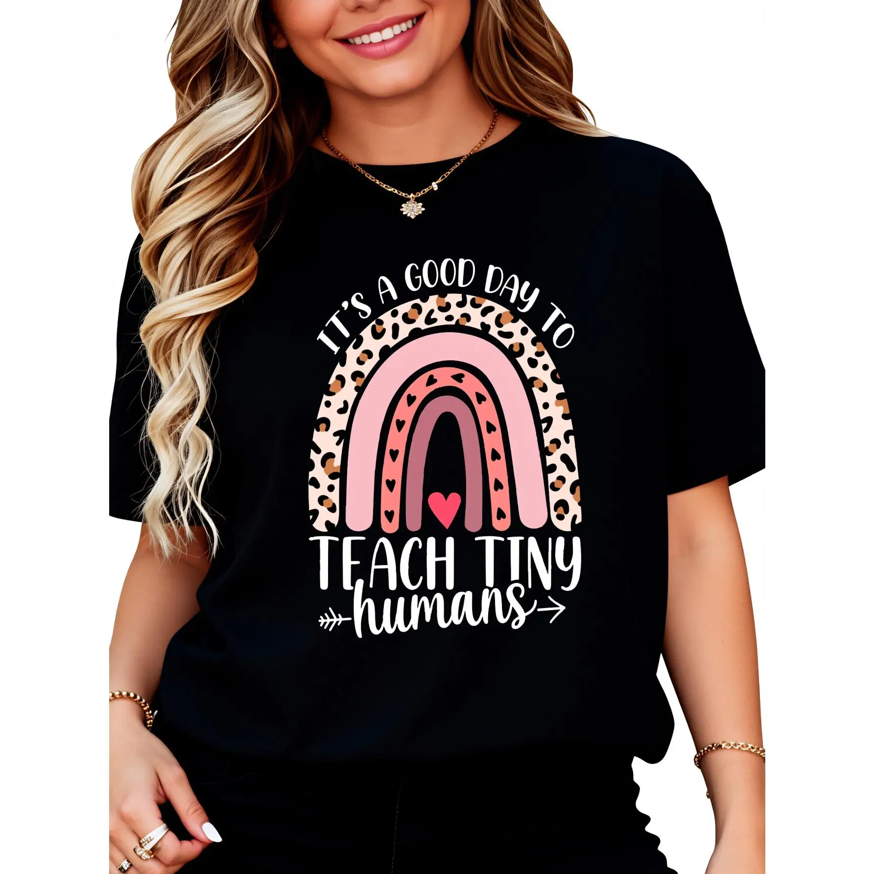 Men's 100% Cotton T-Shirt - "It's A Good Day To Teach" Prints, Smooth Fabric, For Lady Daycare Provider/Teacher, Planet-Friendly Design