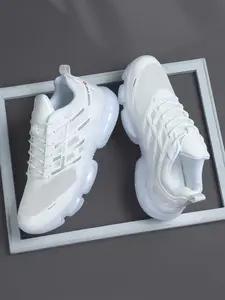 Men's Breathable Mesh Sports Shoes, Geometric Pattern, Transparent Bubble Sole, Laces, Anti-Slip, Comfortable for Daily Use, Fitness, Street Style, Fashionable