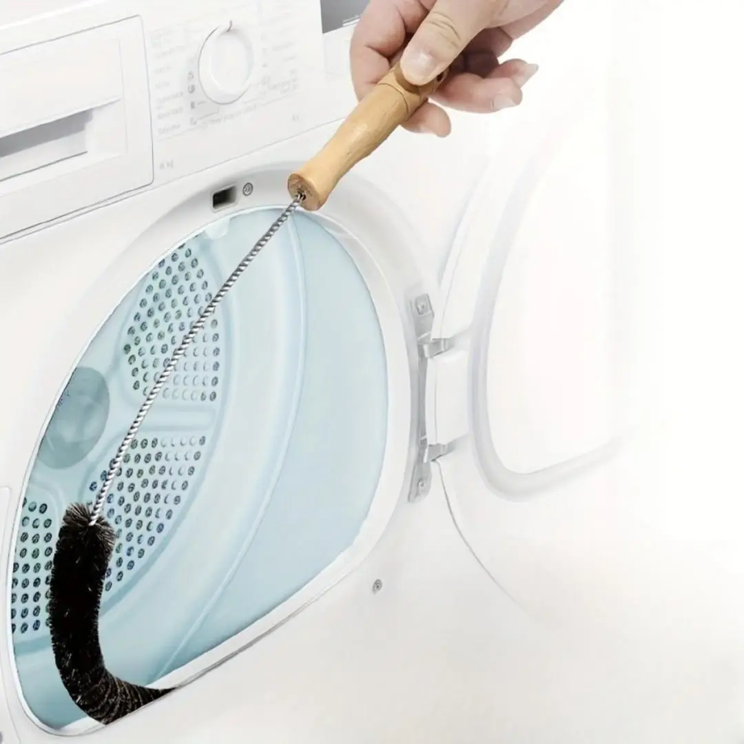 Dryer Vent Cleaning Brush, Multifunctional Bendable Cleaning Brush with Wooden Handle for Refrigerator Coil, Furniture Gap, Pipe, Lint Trap Remover