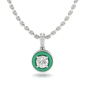 1.5 Carat Green Ceramic Certified Brilliant Round Lab Diamond Pendant