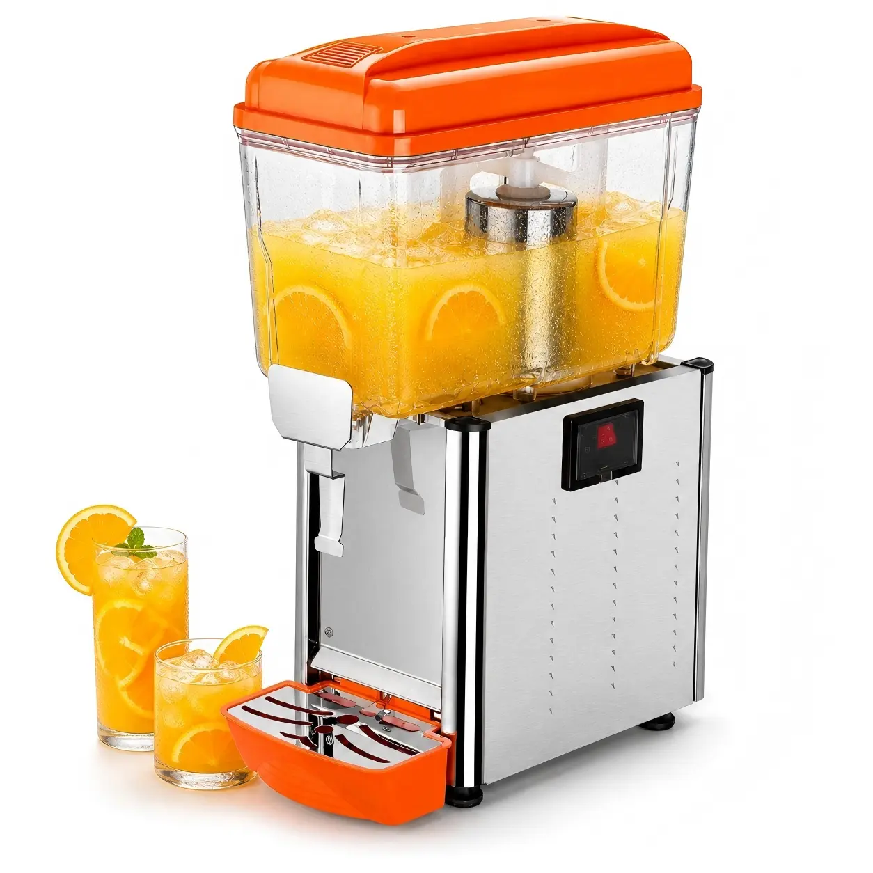 HAKKA FOOD PROCESSING 12L Commercial Refrigerated Beverage Dispenser - 110V Single Tank Cold Drink Dispenser for Restaurants, Hotels, Schools, Parties