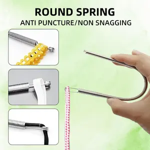 Spring Loaded Drawstring Threader Tool 4pcs, Stainless Steel Elastic Cord Rope Repair Clip, Easy DIY Replacement for Pants Hoodies Sweatpants Shorts, Sewing Tools