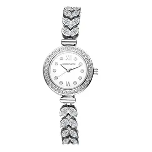 Women's Luxury Bracelet Watch: Fashion Petal Band Analog Quartz Watches Bling Full Rhinestone Dial and Strap Wristwatch