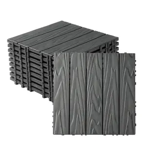【Father's Day Gift】Outvita 1 ft. x 1 ft. Plastic Composite Deck Tile in Gray Brown (27 per Case) Summervibes