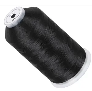 Single Huge Spool 5000M Each Polyester Embroidery Machine Thread 40WT for Commercial and Domestic Machines - Black