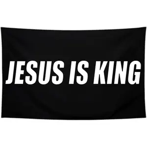 Jesus is King Velvet Polyester Flag - Double-Stitched, Fade-Resistant, Indoor/Outdoor Faith Banner, Patriotic Tapestry, Room Decor, Gift for Boyfriend
