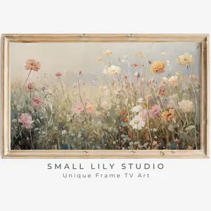 Art Summer Wildflowers, Spring Country Farmhouse Cottage Art Vintage Style, Field of Flowers, Room Decor, Unframed