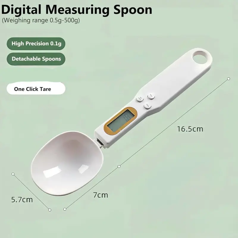High Precision Digital Measuring Spoon Scale, 0.1g Electronic Weighing Spoon for Food, Coffee Powder, Kitchen Ingredients (batteries not included) 500g scoop