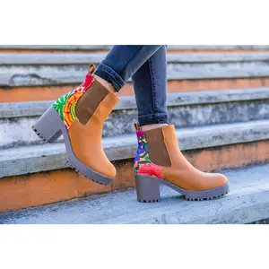 Koi Embroidery Boots Tan