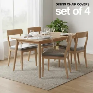 Houseables Plastic Chair Covers, Plastic Seat Covers for Dining Chairs, Seat Protectors, Vinyl, Waterproof, Clear Cushion Protector for Cats, Kids, Kitchen Room Table, Fits 16-18 Inch, 4 Pack Set