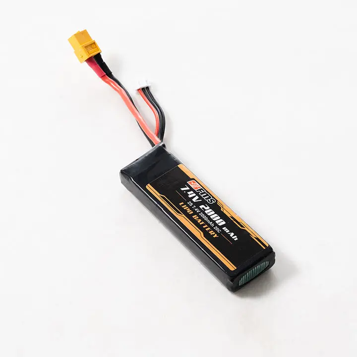 FMS Unisex High Performance Lithium Polymer (Li-Po) Battery - 7.4V, 2000mAh, 20C, XT60 Connector, Cells Included, Durable for Electric & Remote Control Toy Accessories, Yes to High Performance