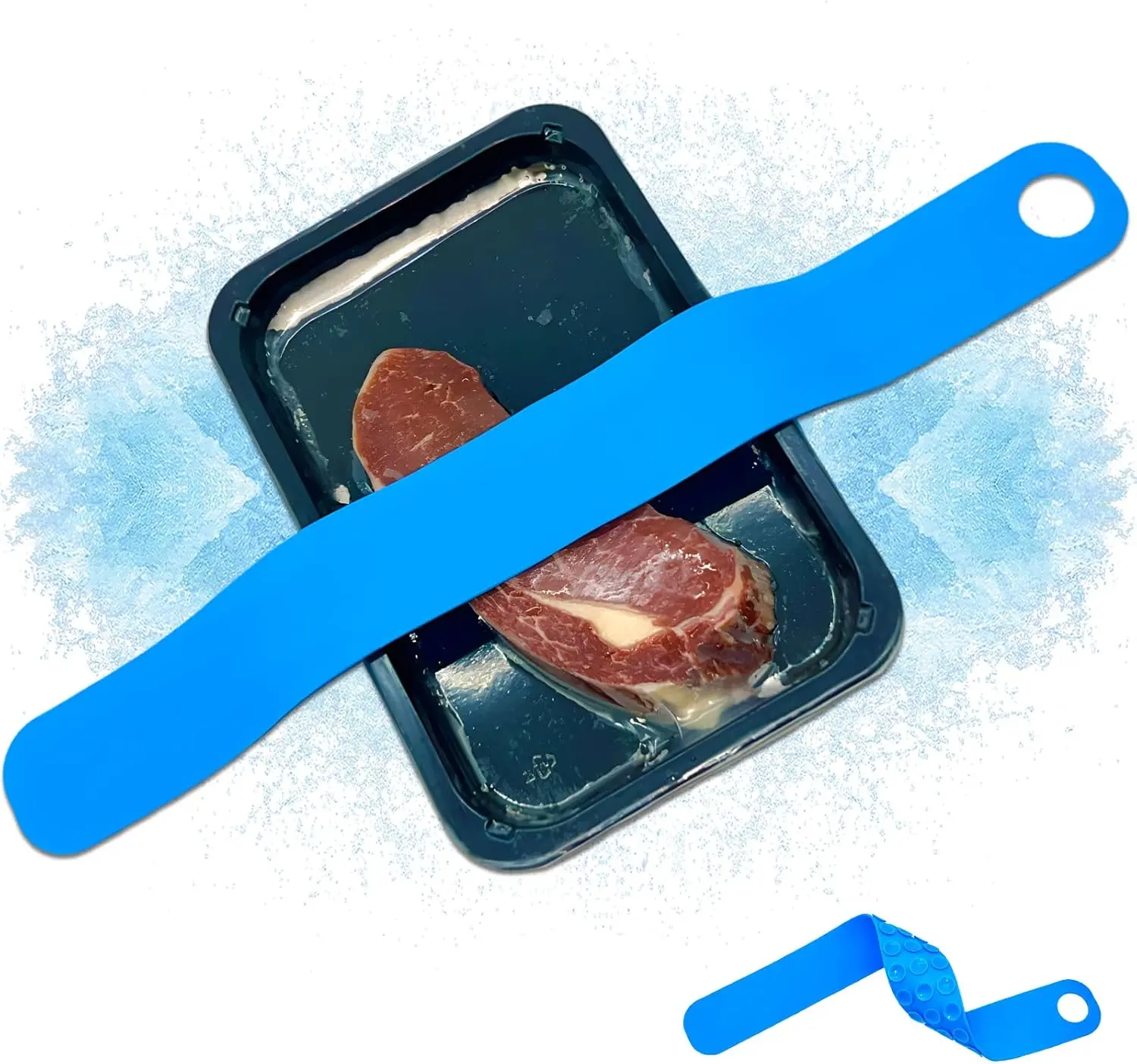Thaw Belt, Silicone Sink Thawing Fixator Belt, Longer Faster & Safer Defrosting Belt for Frozen Meat Fruit and Vegetable, Thaws in Minutes Instead of Hours, Super Suction, no Heat Required (Blue)