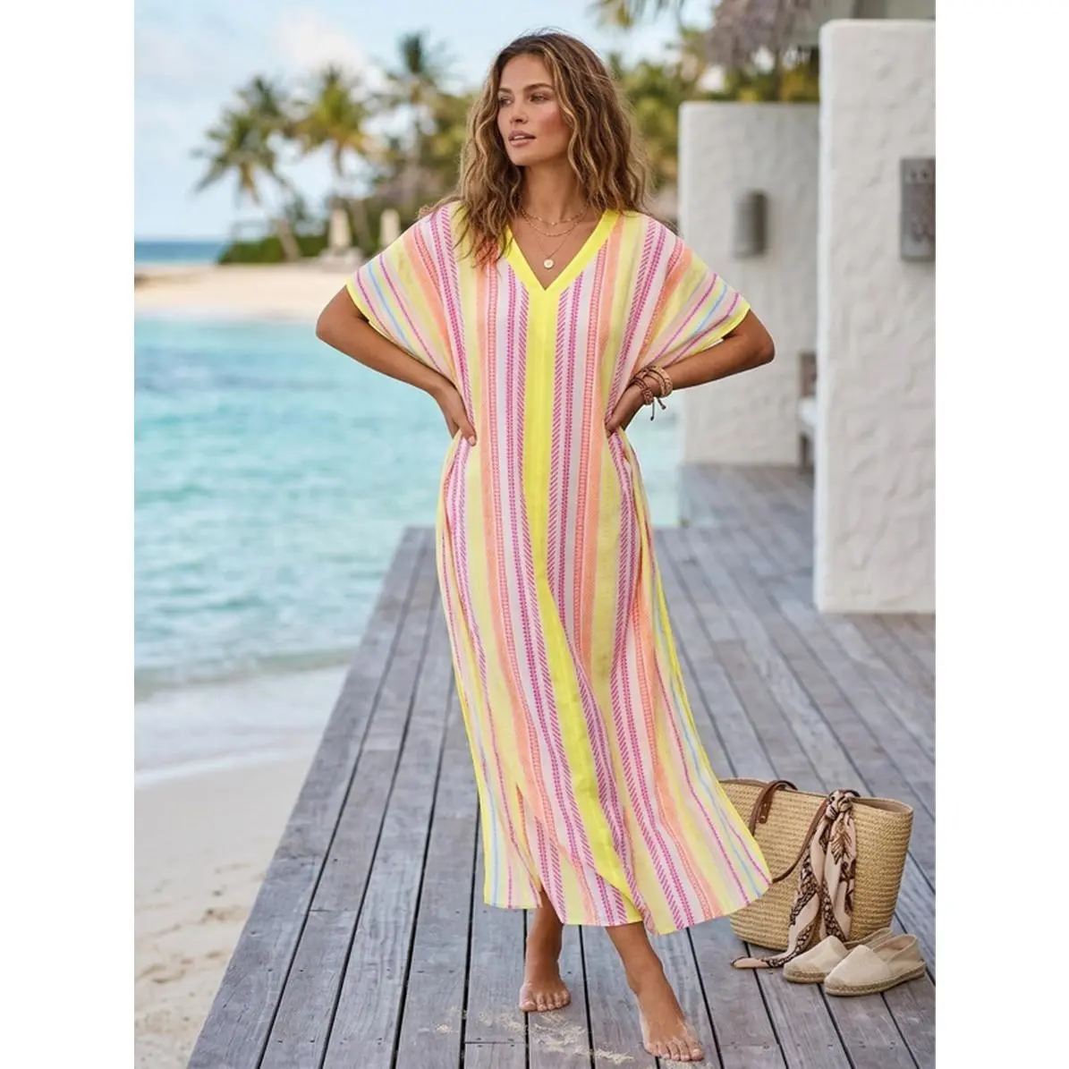 Multicolor One Size Beach Dress - Perfect for Summer Vibes