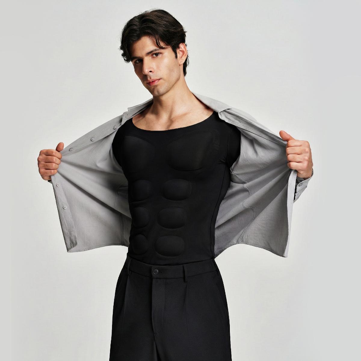 【Nebility】 Men’s Invisible Seamless Muscle-Enhancing T-Shirt with Removable Muscle Pads and Light Compression Function, Suitable for Everyday Wear, Cosplay, and Special Occasions 【Nebility】 Men’s Invisible Seamless Muscle-Enhancing T-Shirt with Removable Muscle Pads and Light Compression Function, Suitable for Everyday Wear, Cosplay, and Special Occasions