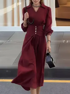 Johnny Collar Long Sleeve Dress