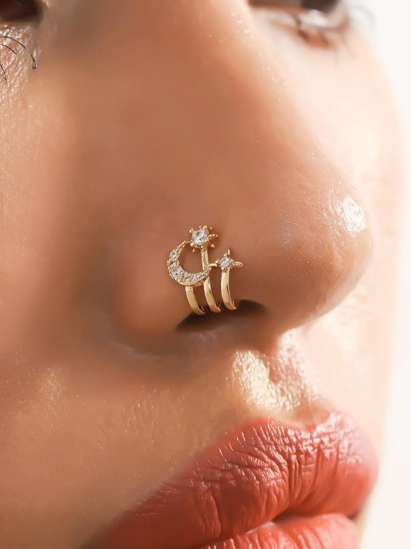 Elegant Rhinestone Decorated Nose Ring, Nose Piercing Jewelry, Women's Fashionable Body Jewelry for Party, Daily Clothing Decor, Trendy All-match & Exquisite Jewelry for Birthday Gift, Body Jewellery