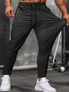 Men’s high-stretch casual business jogger pants with an elastic waistband, zippered pockets, lightweight cool-touch fabric, and a straight cut—ideal for summer golf, casual wear, and everyday outfits.