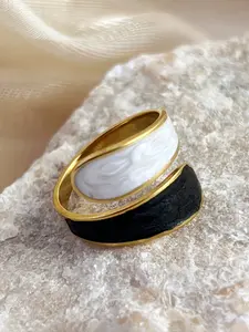 Women's Geometric Stainless Steel Ring, Adjustable Open Design, &, Casual Daily Wear Jewelry Accessory, Fashion Stackable Rings