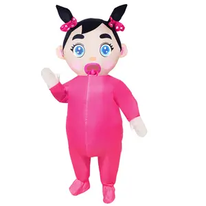 96 Inch Giant Inflatable Adult Baby Costume, Funny Blow Up Jumpsuit for Men Women, Cute Novelty Baby Outfit for Gender Reveal Party, Halloween Cosplay, Carnival, Holiday Fancy Dress, Prank Costume, Birthday & Stage Performance Props