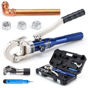 Copper Tube Fittings Hydraulic Pipe Crimping Tool with 1/2",3/4" and 1" Jaw Copper Pipe Press Crimper Pressing Pliers, with Pipe