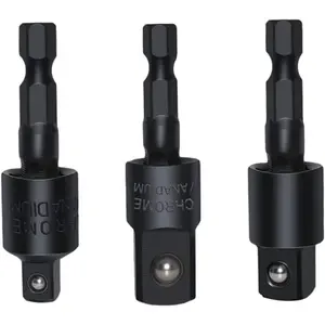 3 count 1/4" 3/8" 1/2" Bits 360?Rotatable Impact Grade Socket Adapter Extension Set Turns Power Drill Into High Speed Nut Driver For Cordless Drills Ratchet Extension