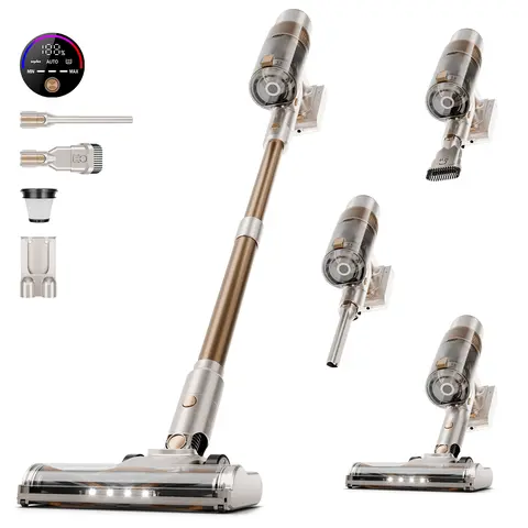 Vacuum Cleaner Self-Standing Touch Screen with LED Headlights Hard Floor & Pet Hair, Multi-Accessories & Long Runtime