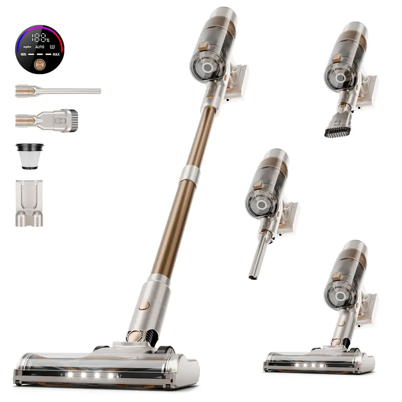 Vacuum Cleaner Self-Standing Touch Screen with LED Headlights Hard Floor & Pet Hair, Multi-Accessories & Long Runtime