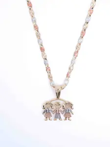 NEW Design Kids Necklace in Three-Colors Gold-Plated with 20-inch Chain Iced Out Jewelry Layering Clasp for Comfort & Style