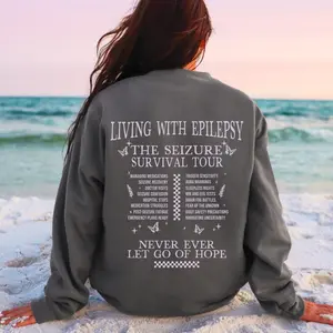 Epilepsy Awareness Shirt Seizure Survival Tour Band Aesthetic Shirt Gift For Epileptic Crewneck Seizure Disorder Purple Ribbon Shirt WEpileAware