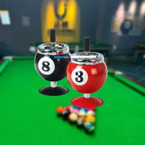 Premium Billiards Pool Cue Design Ashtray, High-Quality Matte Black Metal Portable Ash Tray, Professional Pool Room Club Accessories, Elegant Home Office Desktop Aesthetic Decor, Exquisite Gift for Pool Players