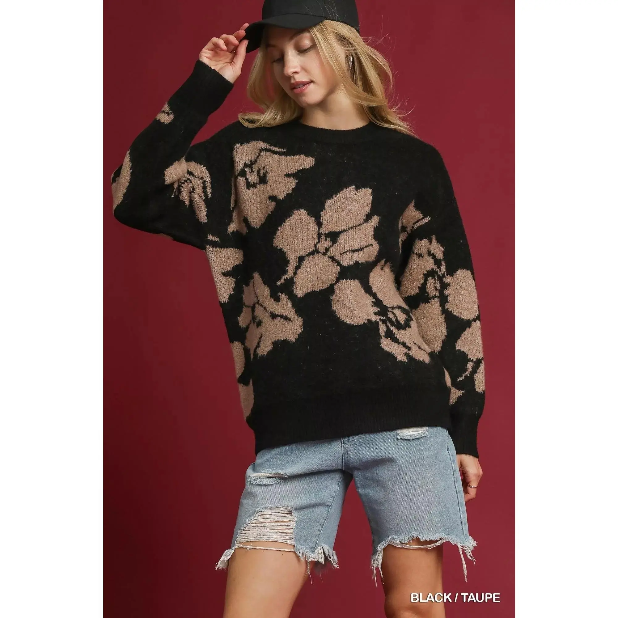Umgee Floral Long Sleeve Sweater