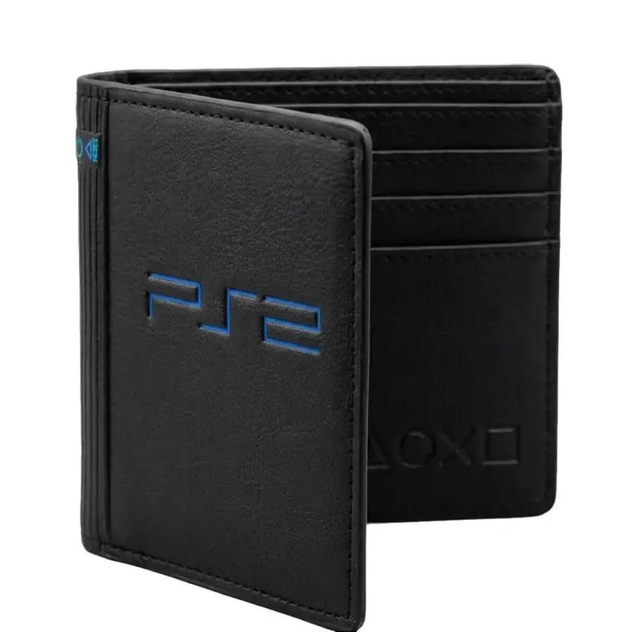 Men's Retro Gamer Bifold Wallet - Black, Y2K Classic Console Nostalgia Card Holder with Titanium PVD Coating, Annealed Design for Cards & Minimalist Wardrobe