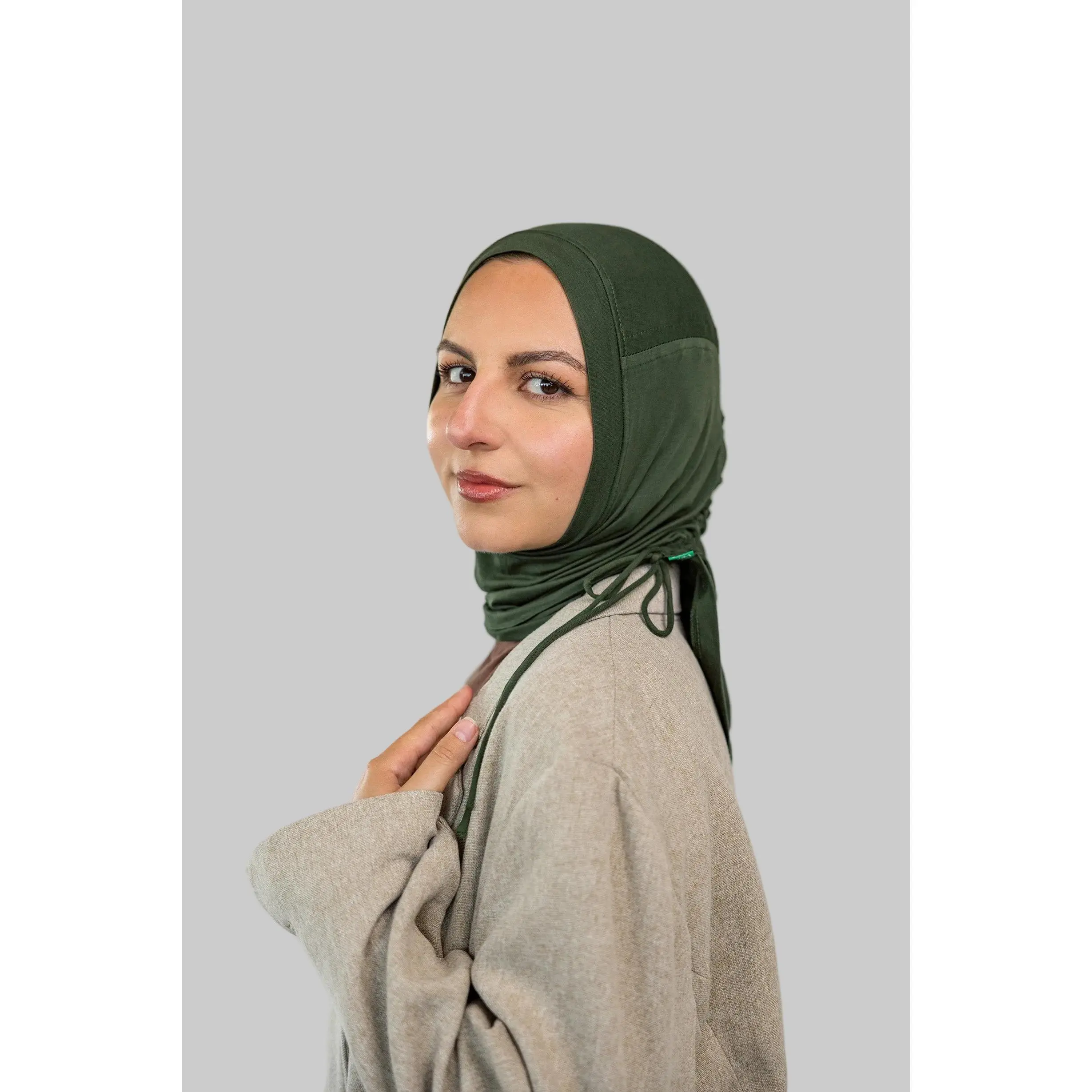 Adult Hunter Green Ruched Instant Hijab - Lightweight Stretch Modal Jersey, 1-Size Casual for Comfortable Daily Wear & Modesty, Onesize, Elastane, Breathable, Ruching, Stretch Fabric, Lightweight Stretch Jersey