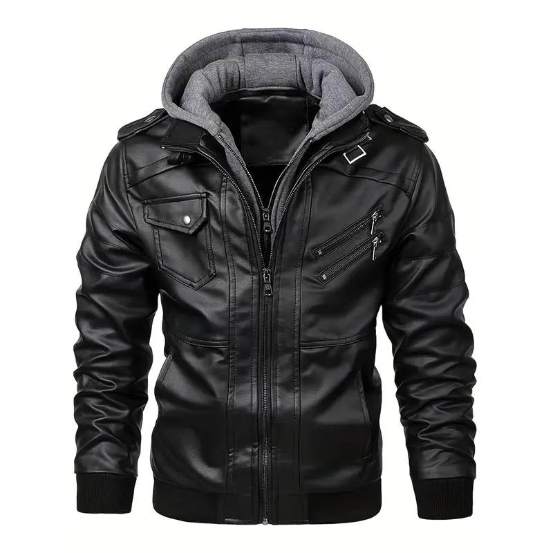 Men's Heavy Duty Full Zip Hooded Motorcycle Jacket with Full Zip Closure - High Quality Shell, Full Zip Hooded Parka for Motorcycle Riding, Casual and Dressy Wear, Comfortable and Durable