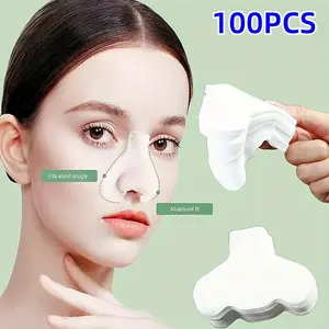 100/200 Pcs Disposable Nose Strips for Blackheads Removal & Moisturizing, Gentle Fragrance-Free, No Battery Needed, Soft Material, Heart Design, Nose Patches