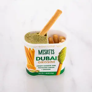 Dubai Cream Spread with Pistachio & Breadsticks, Best Snack , 12 Pieces