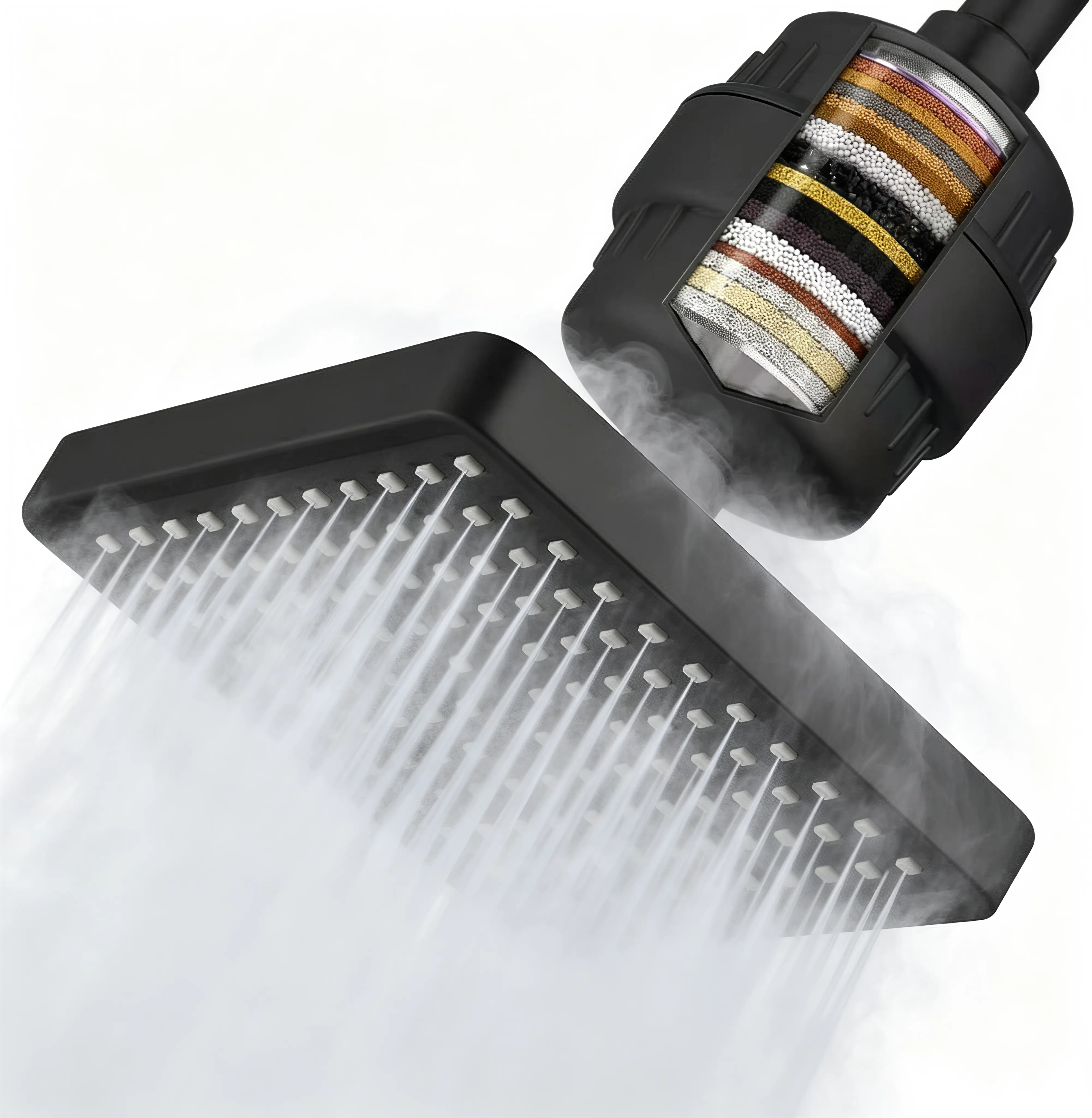 High Pressure Filtered Shower Head Combo,Rain Shower Head with 20 Stage Shower Head Filter for Hard Water,Adjustable Replacement Remove Chlorine and Harmful Substances
