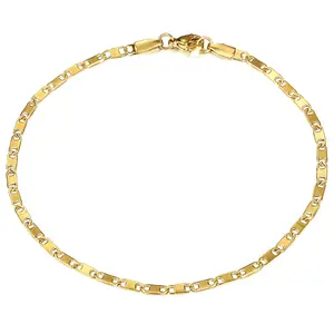 Hermah 3mm Gold Plated Stainless Steel Figaro Curb Cuban Chain Anklet 10inch