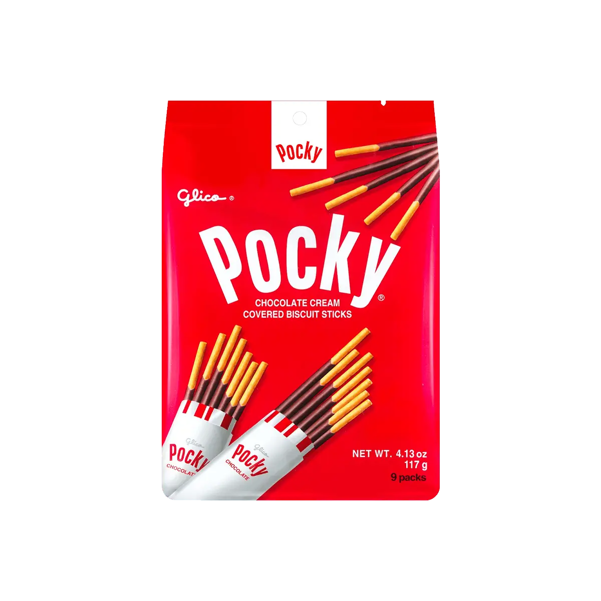 GLICO POCKY Chocolate Coated Biscuit Sticks Family Pack 9 Count 4.1 oz