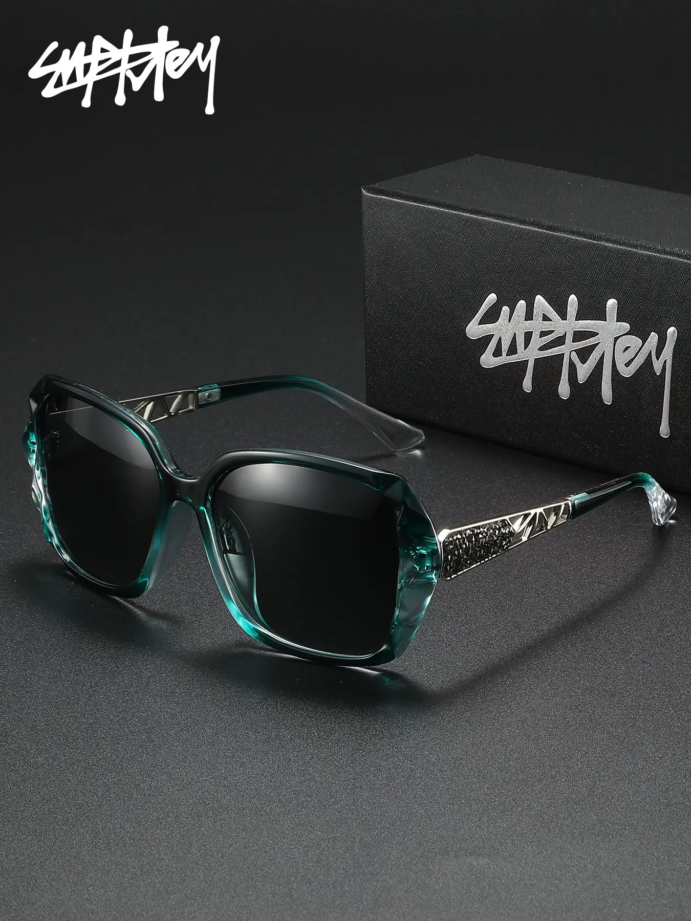 SUPKLEY Large Frame Comfortable Vacation Style Unisex Polarizing Sunglasses Square Frame Beach Vacation Uv Protection Sun Protective Sunglasses Driving Park Walking Reduces Glare Polarized Sunglasses Trendy Styling Sunglasses Trendy Casual Sunglasses