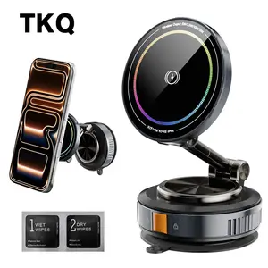 【summervibes】rechargeable magnetic phone holder, 360° rotatable, adjustable, foldable, with strong magnetic and enhanced adhesive suction for car use. Compatible with iPhone and Android phones.