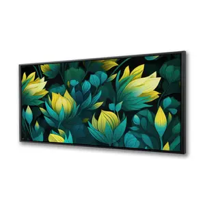 Pictorem C1FC24480VDOC8 24 x 48 in. Intense Bloom - Black Framed Canvas Wall Art
