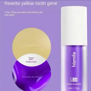 Toothpaste V34 purple toothpaste cleans the mouth, removes yellow teeth, removes bad breath, brightens teeth, whitens teeth, whitens teeth, and whitens teeth Oral Whitening Gentle Pack